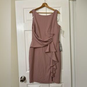 Betsy Adam Womens Ruffled Sheath Dress Rose 16